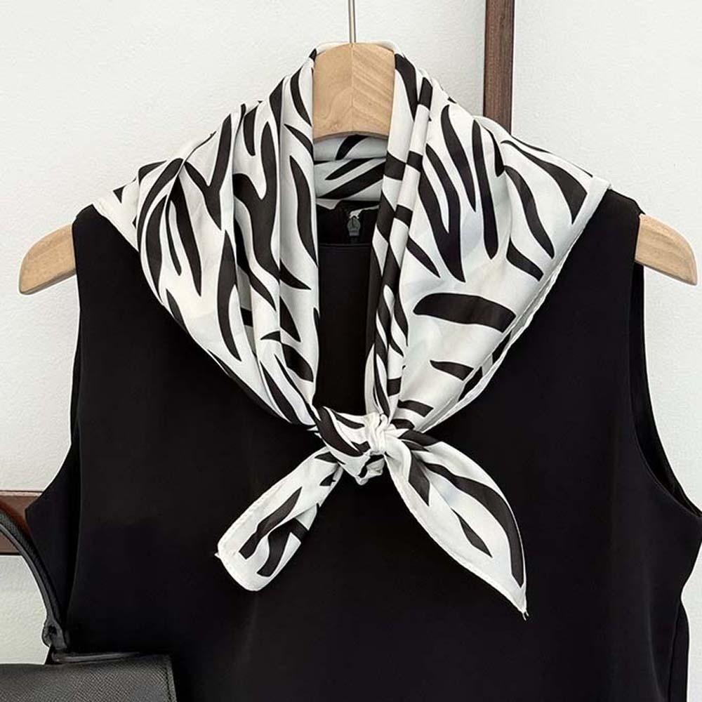 Patterned Shawl Stripes Square Headscarf Lightweight Printed Silk Scarf  Clothing Accessories