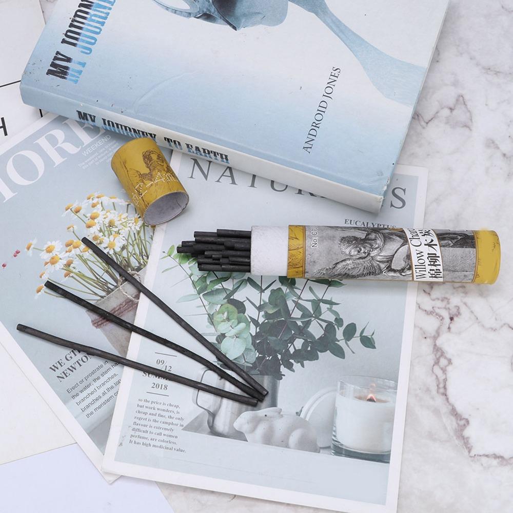 25PCS Four Types Charcoal Sticks Black Artist Charcoal Strips Quick Sketch Outlining