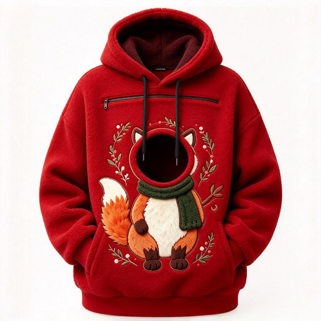 Felpa con cappuccio unisex alla moda a maniche lunghe con tasca per cane, felpa calda casual larga per l'uso quotidiano