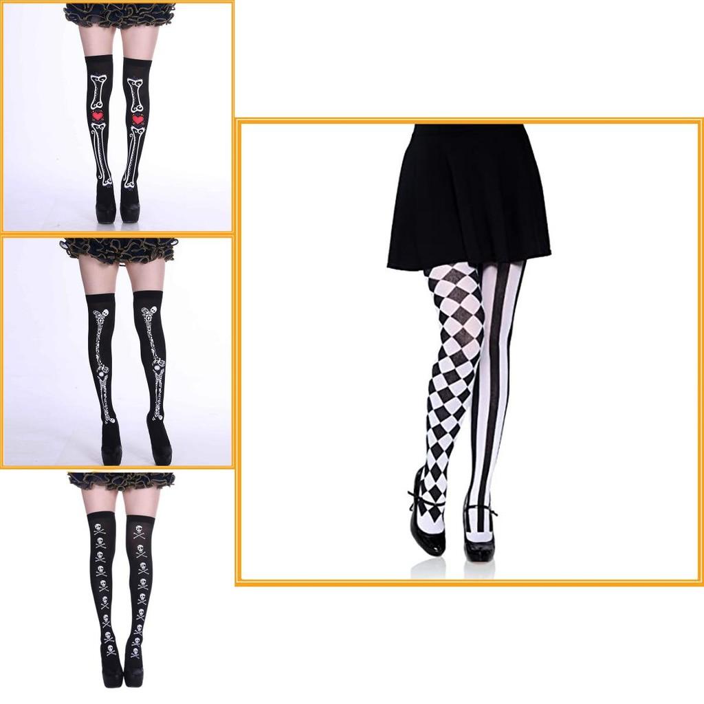 Hengzhou Halloween Skeleton Ghost Thigh-high Stockings Ultra-thin Breathable Sweat-absorbent