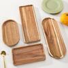 Multipurpose Wood Display Tray Oval / Square Shape Portable Table Storage Plate Adds Warmth To Home Settings