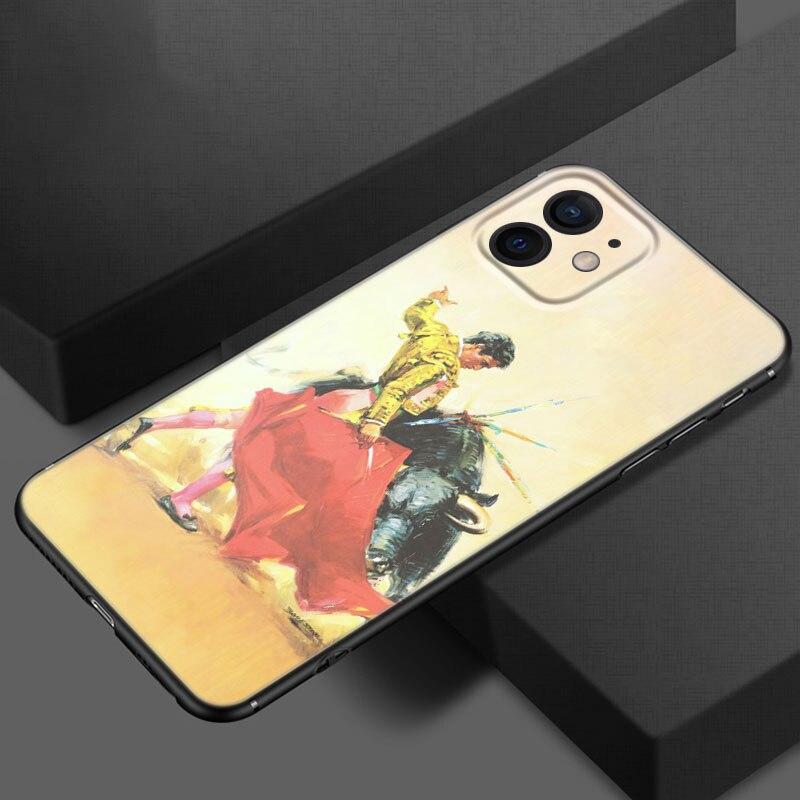 Spansk Matador Mobilskal För Apple iPhone 13 12 Mini 11 Pro XS Max X XR 8 7 6S 6 Plus SE 2020 5S 5 Mjukt TPU Svart Skydd