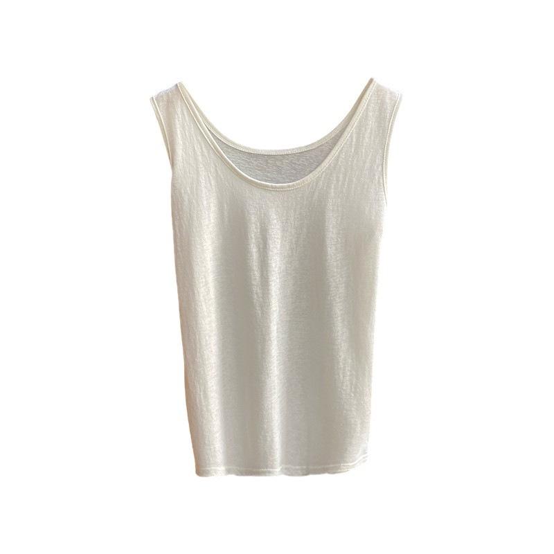 Women's Yellow Cotton-Linen Camisole: 2025 Summer Sleeveless Vest, Loose Fit Slimming Base Layer Top