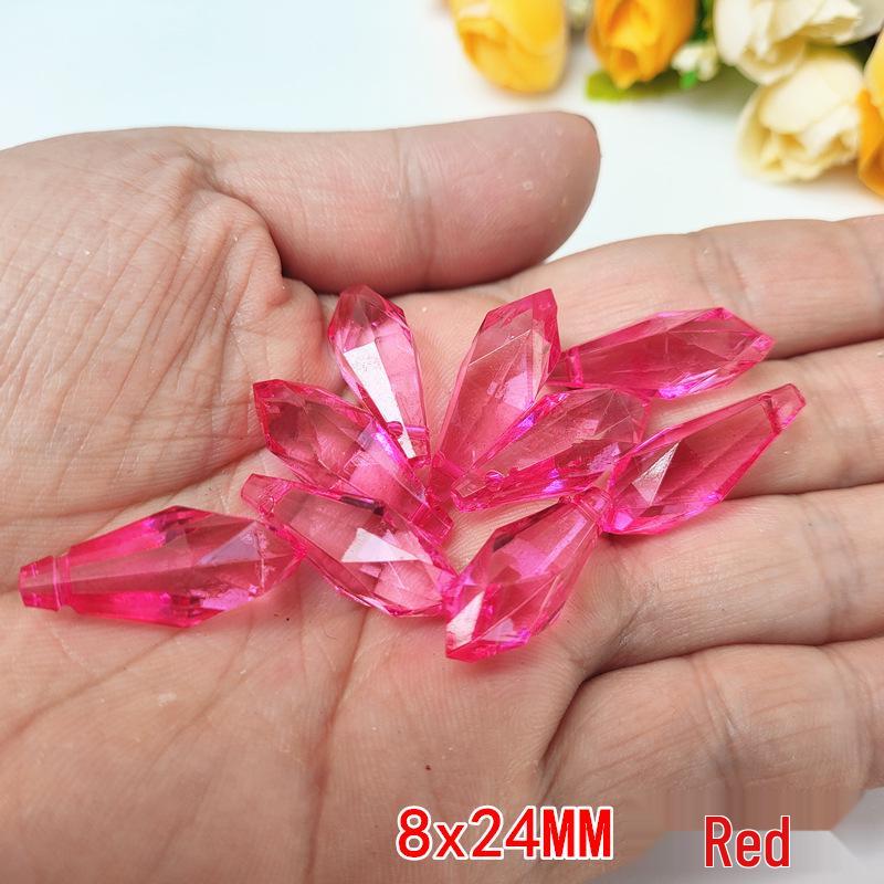Crystal Pillar Lampshade Beaded Curtain Accessories - 8x24MM Water Drop Transparent Acrylic Loose Beads Pendants