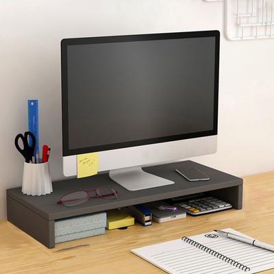 Wooden Computer Elevated Rack Monitor Stand Riser with Storage Compartment Easy Installation Office Desk Storage Organizer Laptop