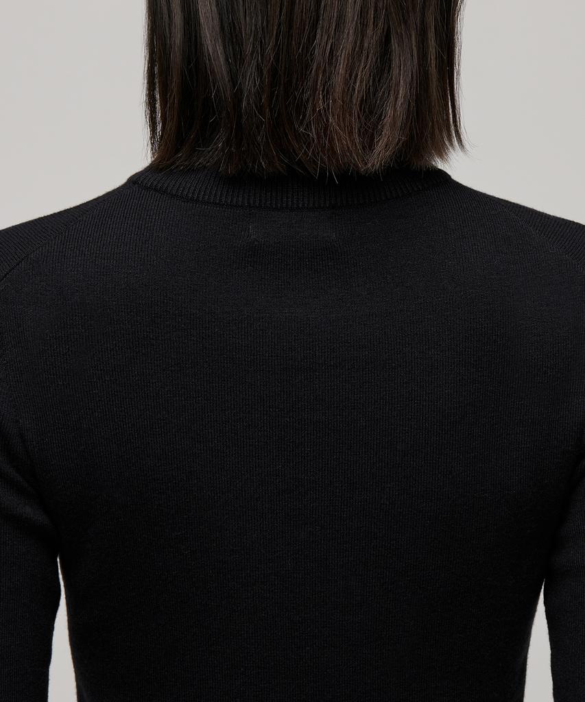 MUSINSA STANDARD WOMAN Women'S Slim Crop Mock Neck Knit [Black]