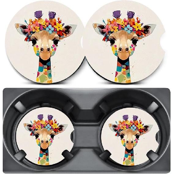 2 Pack Car Coasters for Cup Holders,Cute Ladybug Car Cup Holder Coasters,2.75" Universal Size Anti Slip Rubber Mat,Automotive Cup Holder Decal Decor