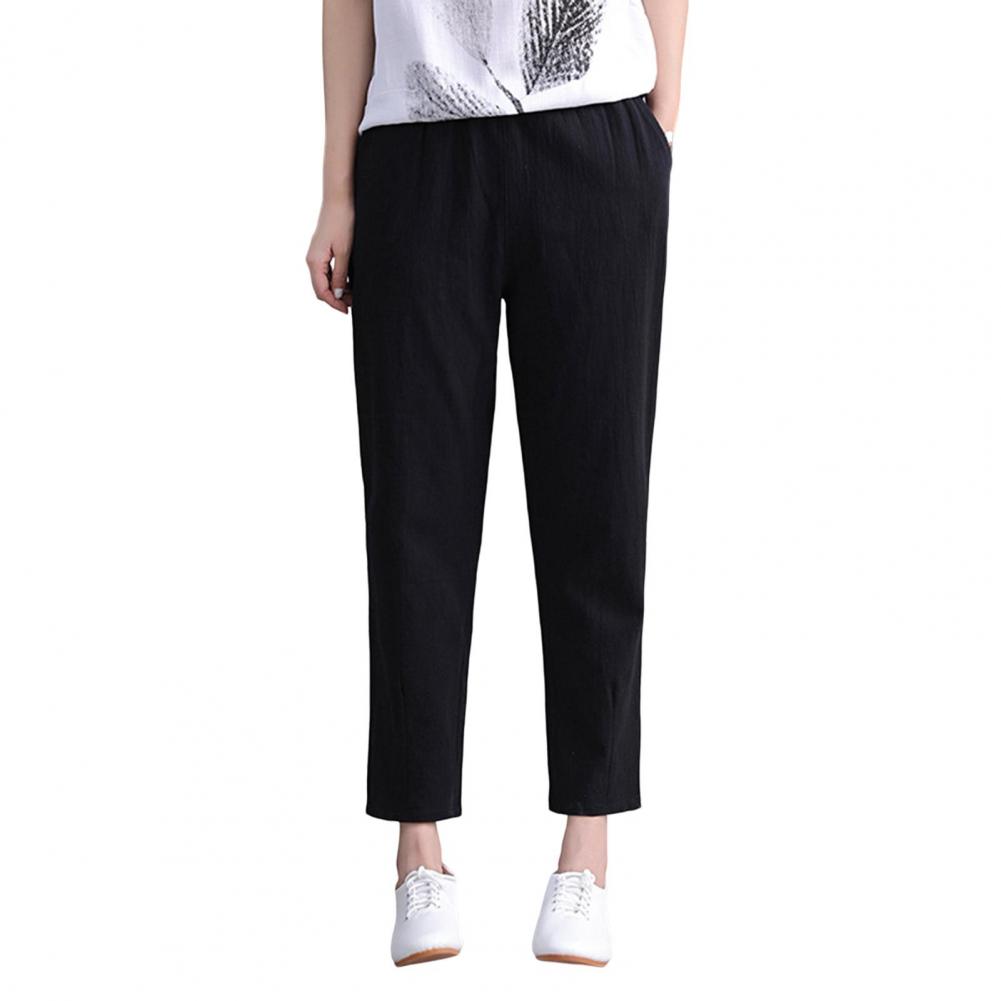 Women Harem Pants Wide Leg One Tone Long Pants with Pockets Elastic Waistband Relaxed Fit Fit Hiking Trousers