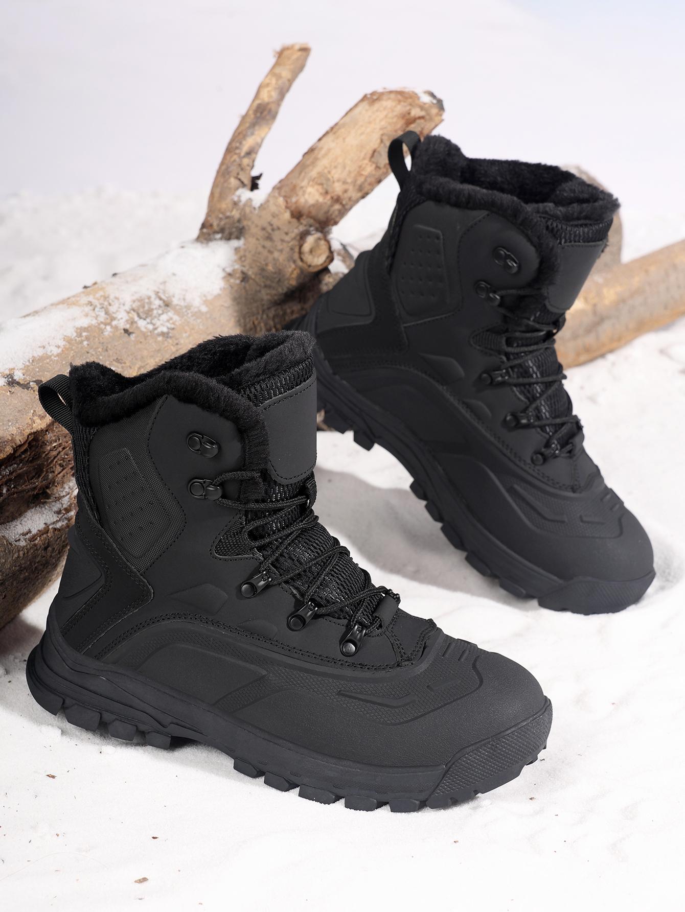 

Winter Warm Men Ankle Boots Comfortable Man Snow Boots Outdoor Cotton Work Boots Non-slip Waterproof Mens Hiking Climbing Shoes 39 чорний