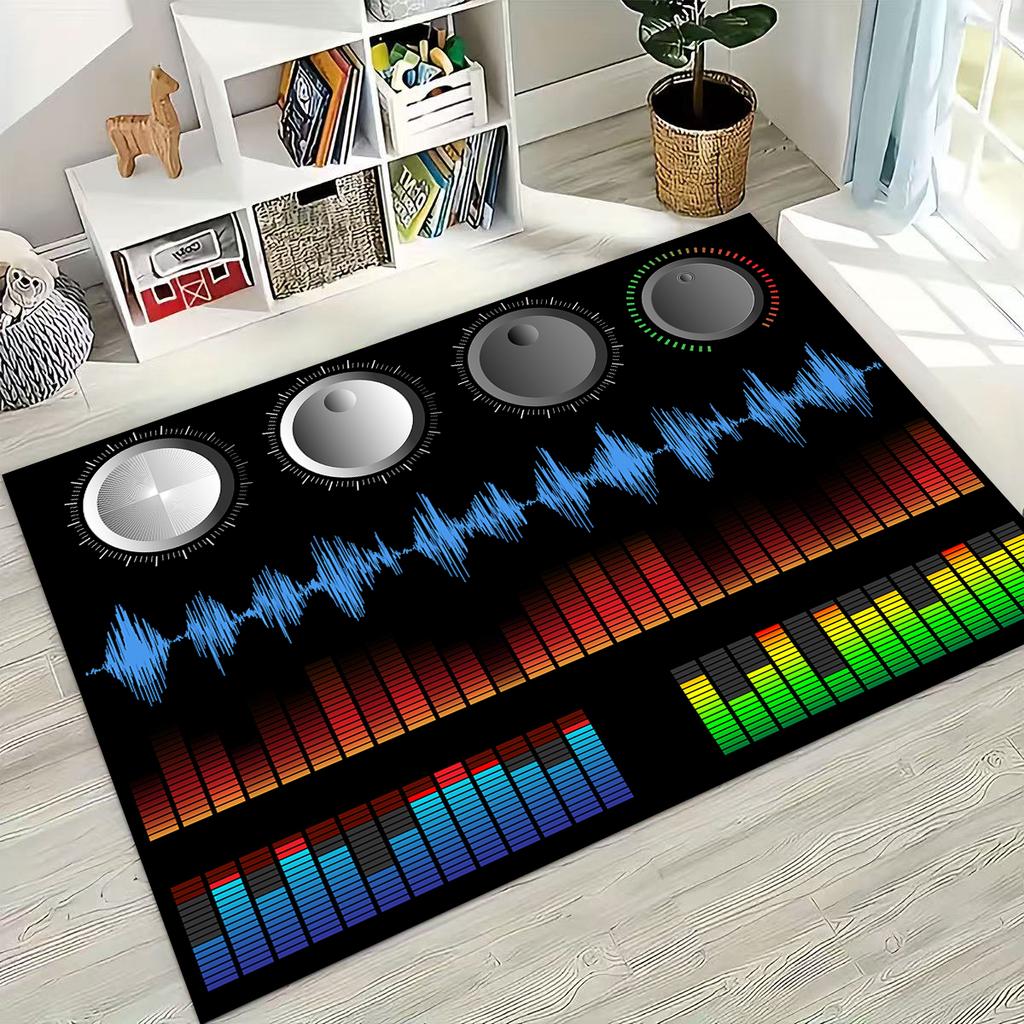 Schallplatte Musik DJ Bildschirm Band Teppich für Wohnzimmer Sofa Schlafzimmer Haus Fußmatte Dekor,Große Kinder Spiel Rutschfeste Bodenmatte