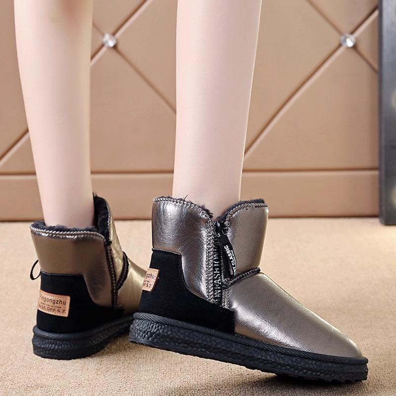 Snow boots women's winter 2025 new velvet thickened short tube waterproof and non-slip winter warm outer wear cotton shoes women