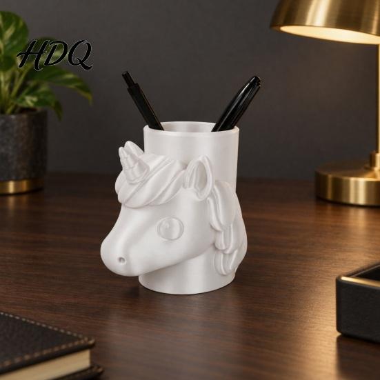 Cute Desktop Organizer for Pencils 3D Printed Unicorn Pen Holder Large Capacity Paintbrushes Multipurpose Cosmetic Brush and Makeup Brushes