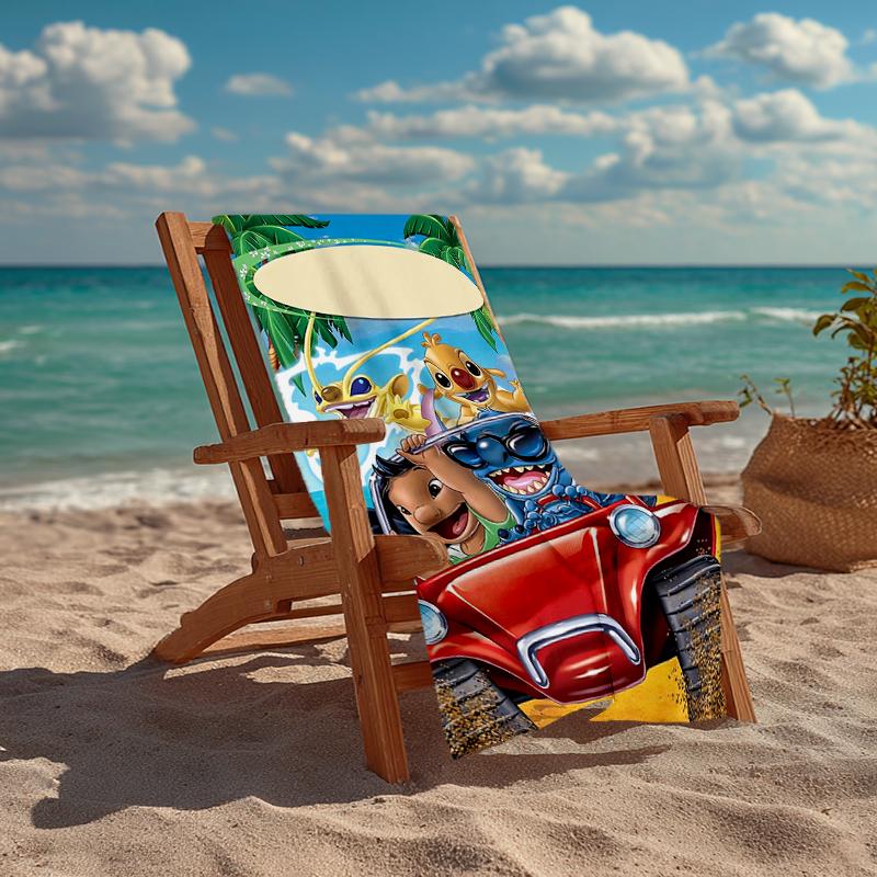 Ultra-Soft Beach Towel with Stitch Theme,Ideal for Pool - Camping, Diving - Perfect Travel Essential, Vibrant Beach Towel.