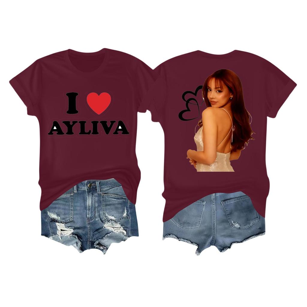 Women's Casual Printed T-shirt Round Neck Pullover Short Sleeve Top