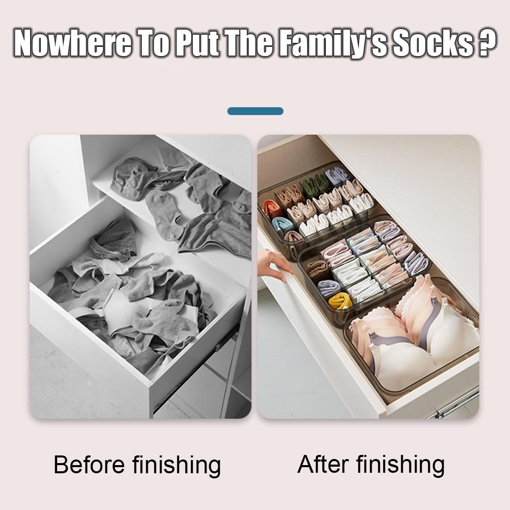 12 Grids Sock Organizers Detachable Bulkhead Wardrobe Drawer Drawer Type Dustproof Bra Underwea Storage Boxs