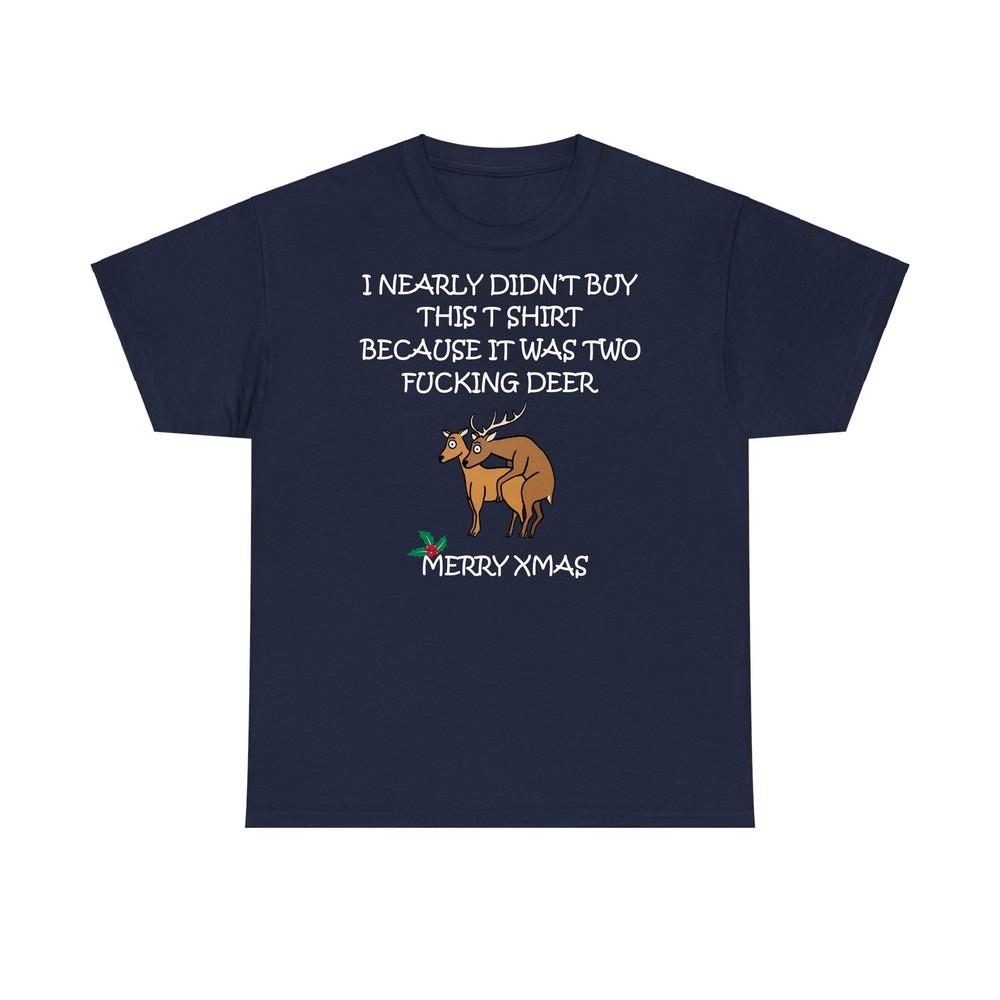 Two Fcking Deer Merry Christmas T Shirt Offensive Rude Festive Santa Xmas Tee