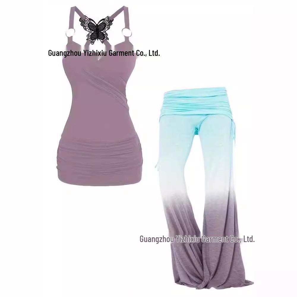 Plus Size European & American Embroidered Sling Top and Flare Pants Set for Women - In Stock