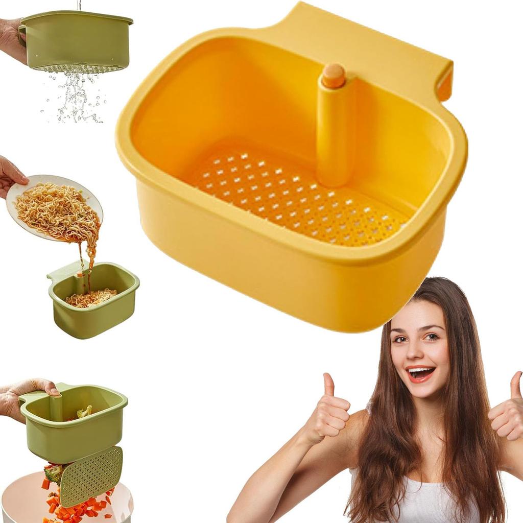 One-Button Opening And Closing Hanging Sink Corner Rack, Curetoaway Suction Cup Sink Corner Rack, Quick-Drain Self-Cleaning Strainer Basket