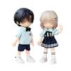 HIGHAWK Obitsu 11 OB11 Obitsu Doll 11cm Body Short Sleeve Uniform Doll Uniform Set Costume Obitsu Body Skirt Tie Socks Girl (Female, Blue)