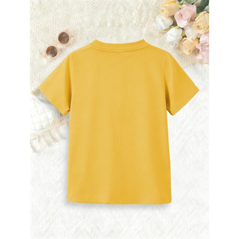 Girls Heart Sundae Ice Cream Print Crewneck Short Sleeve Tee, Soft Breathable Top for School Travel Daily