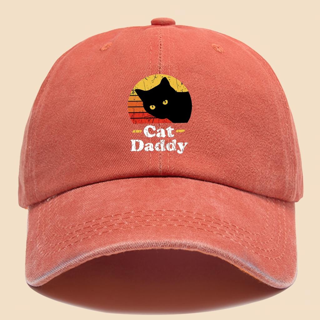 Charming CatDaddy Print Baseball Cap PAPA Vintage Curved Brim Dad Hat Unisex AllSeason Wear Adjustable Size Fits Most T
