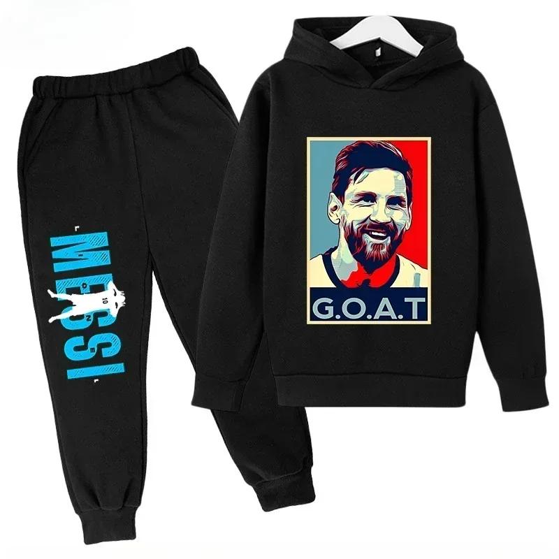 Messi Print Children's Set Sports Hoodie Pants Suit 2pcs Set Boys Girls Baby Kid Clothing Casual Fashion Autumn Winter Sportsuit