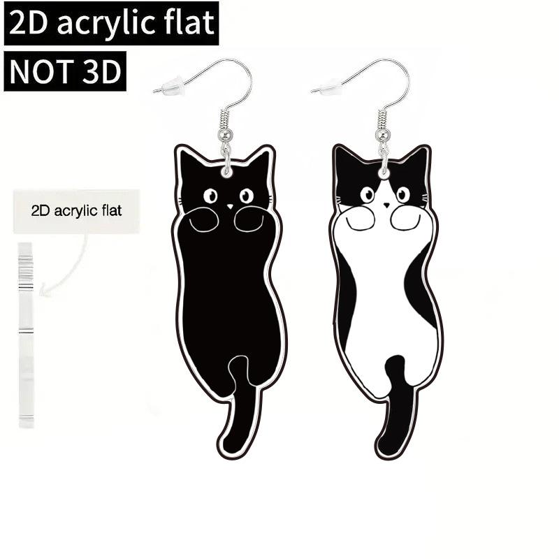 Cute Cat 2D Acrylic Cartoon Animal Earrings - Women's Fashion Accessory