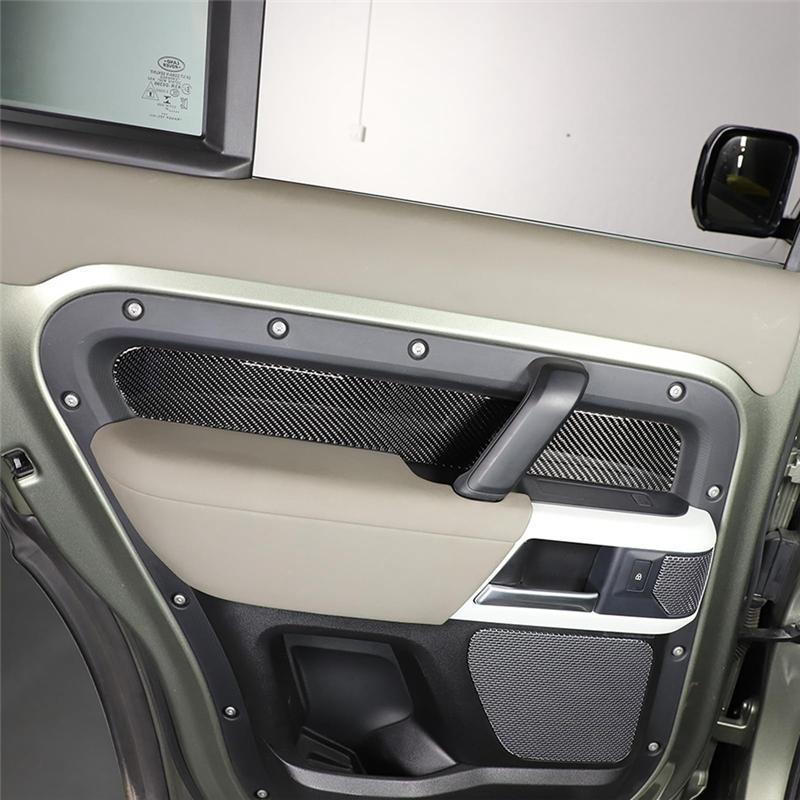 Carbon Fiber For Land Rover Defender 110 130 -2024 Rear Door Inner Armrest Panel Cover Trim Interior Accessories-A87Q Carbon Fiber Color