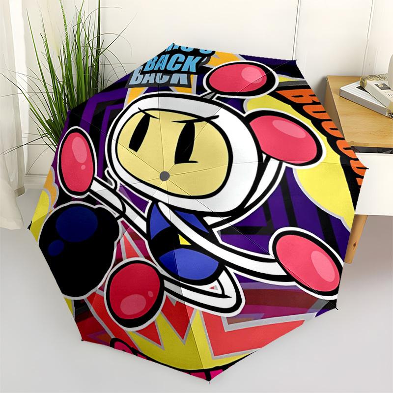 1pc Bomberman Gaming Automatic Open/Close Umbrella - Compact Travel Umbrella, Perfect for Women & Men - Ideal Birthday/Christmas Gift, 186