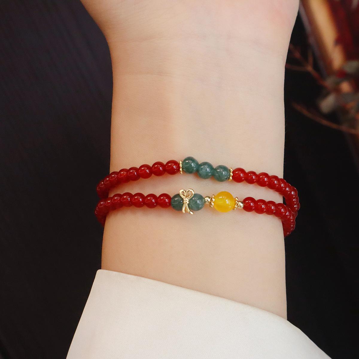 

4Mm agate beaded multi-turn braceletfashion women daily jewelry gift