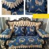 Luxuriöses Chenille Sofakissen Europäischer Stil Große Blumenspitze Rutschfeste Sitzmatte Winter Vollständige Abdeckung Sofabezug aus Massivholz
