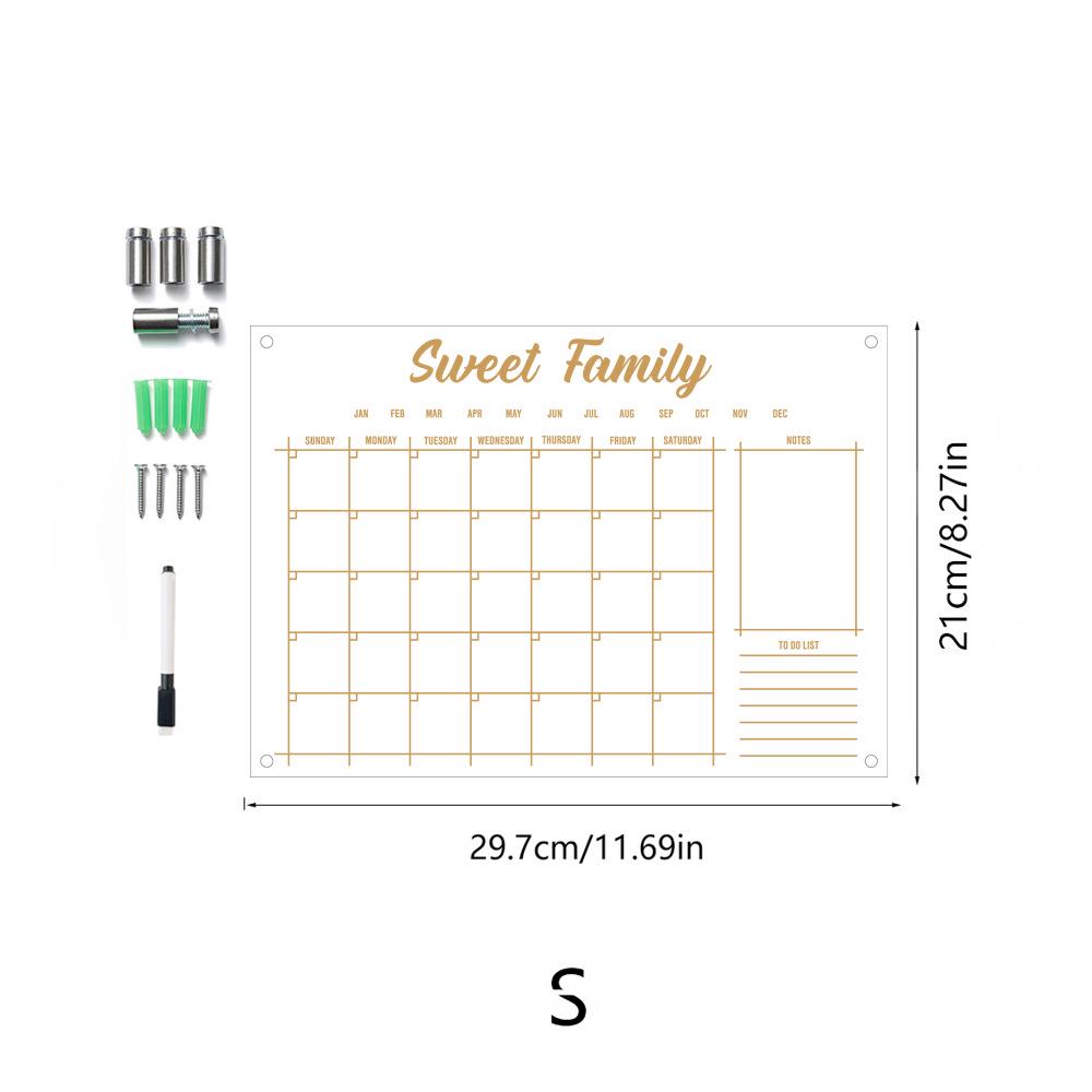 

3D Acrylic Weekly Planner Memo Board - Reusable Transparent Plexiglass Display 4 Pins + 1 Whiteboard Pen