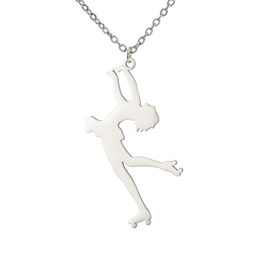 Dreamtimes Ice Skater Necklace Skating Charm Sports Ice Skating Pendant Necklace Inspirational Jewelry for Women Skate Lover