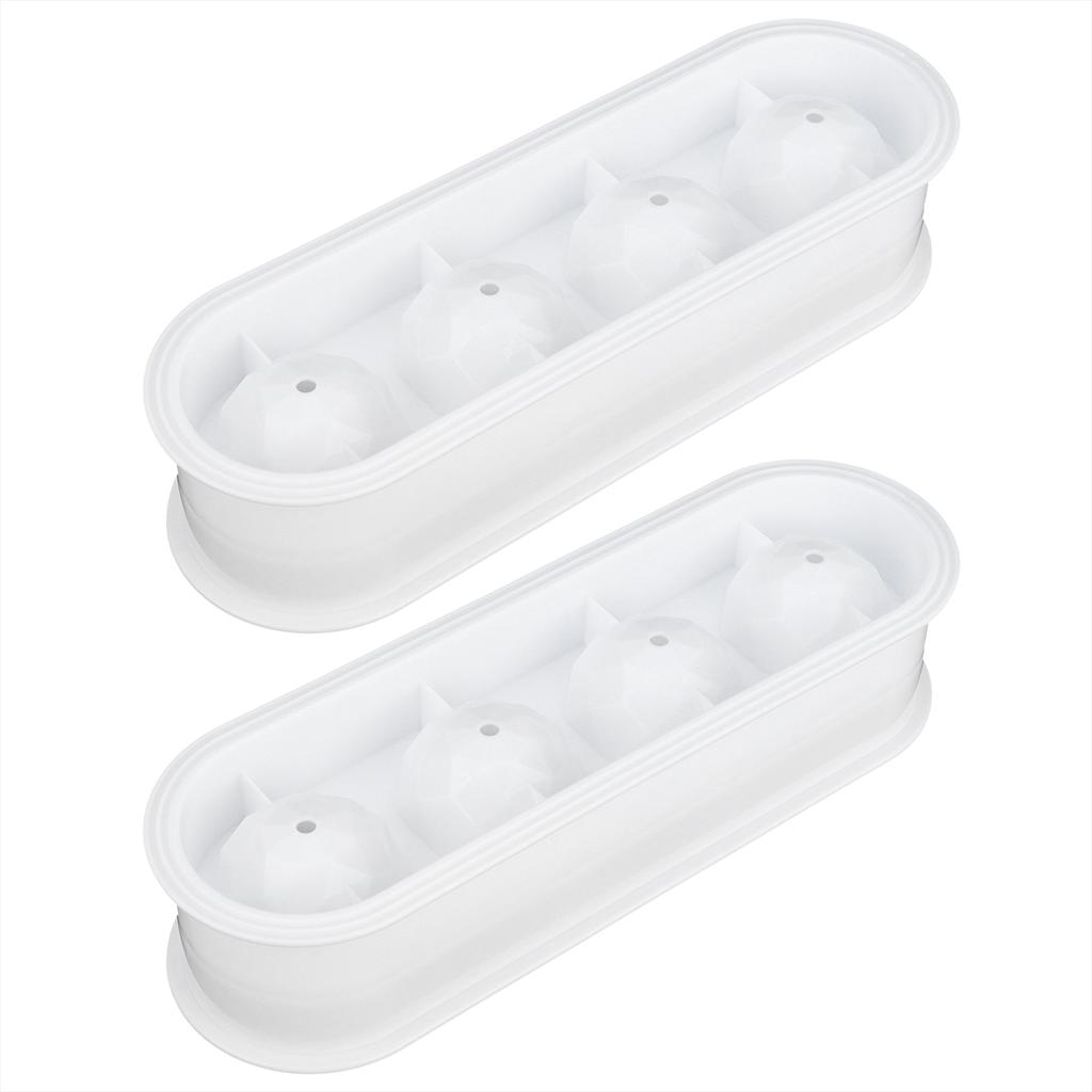 2Pcs 4 Grids Food Grade Ice Cubes Mold Whiskey Ice Ball Making Mold Tray for Home Bar