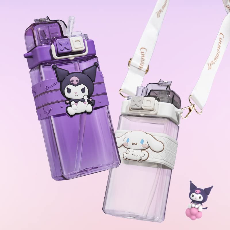 Kuromi Cinnamoroll Pochacco Pompompurin My Melody Wasserflasche mit Strohhalm Wasserflasche Klare Flasche Klare Flasche Transparente Kinderflasche Becherflasche