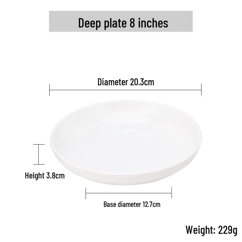 White Melamine 8-inch Deep Round Dinner Plates (10-Pack)