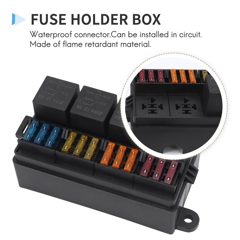 12 Way Blade Fuse Holder Box With Spade Terminals And Fuse 4PCS 4Pin 12V 80A Relays For Car Truck Trailer And Boat