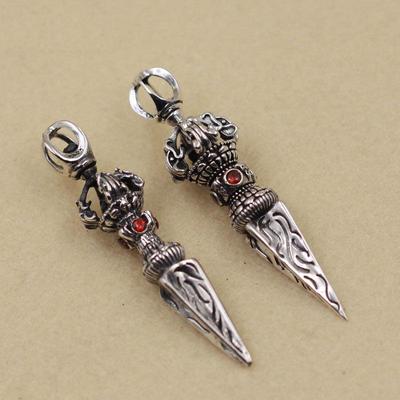 Ethnic Vajra Pendant Necklace, Thai Silver, S925 Sterling, Unisex Jewelry Charm
