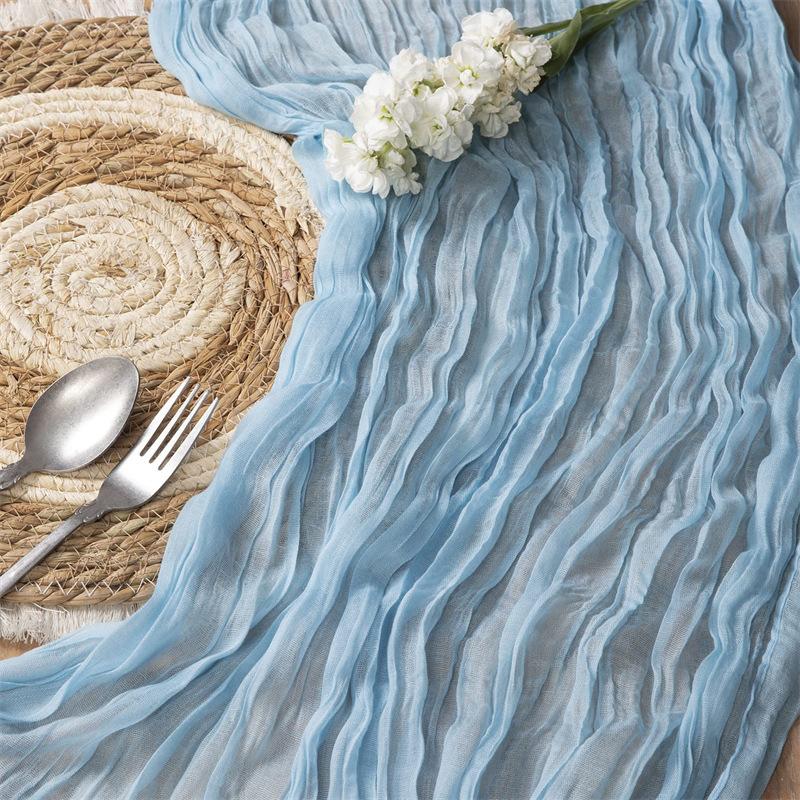 90x300 cm pletená látka běhoun Svatební narozeninová oslava banket dekorace gázová látka voálový ubrus Twist table cover
