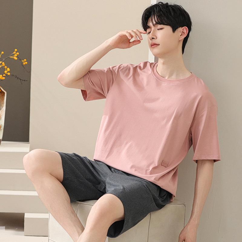 Modal Men's Summer Pajamas Set - Short Sleeve Pullover and Shorts for Cooling Comfort
