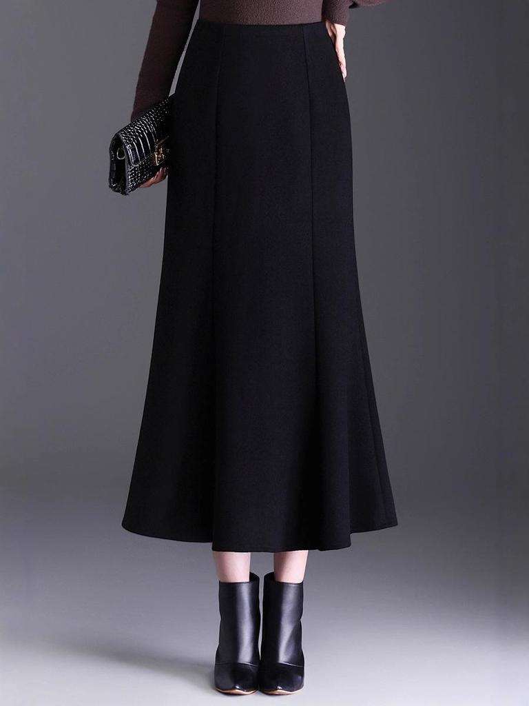2025 Winter Long Woolen High-Waisted Fishtail Pencil Skirt