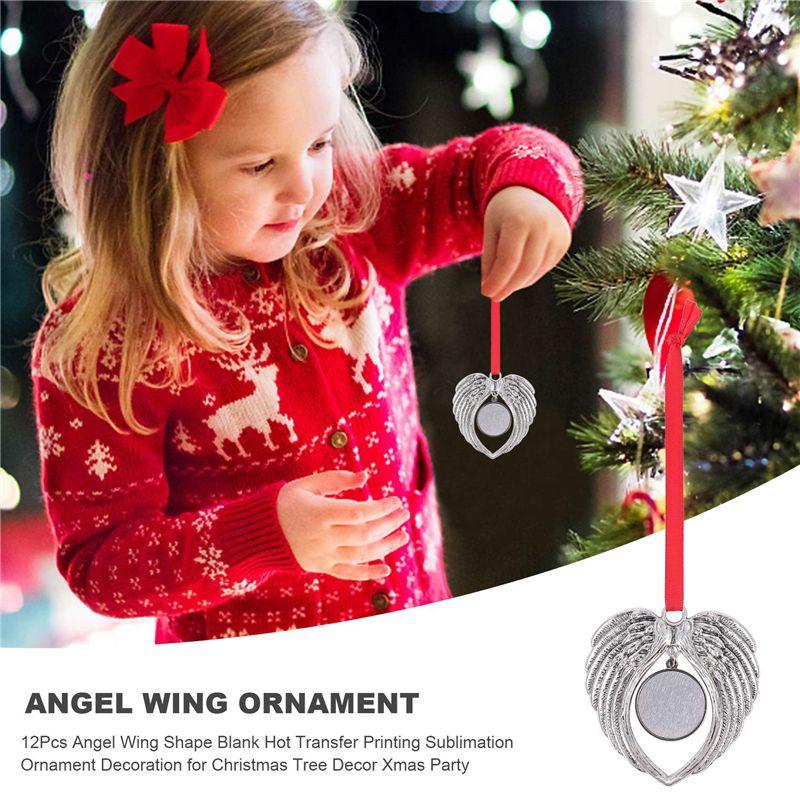 Aug. Angel Wing Shape Blank Hot Transfer Printing Sublimation Ornament Decoration For Christmas Tree Decor Xmas Party