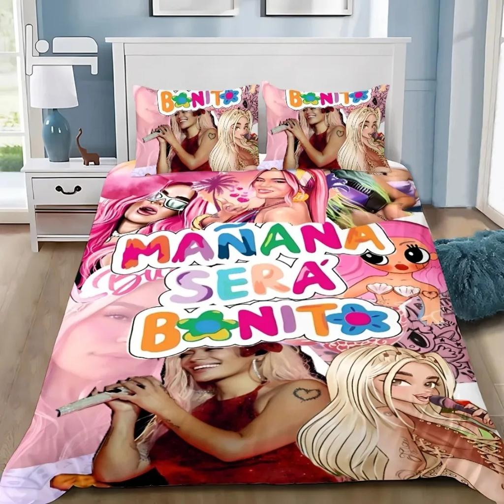 Sexy Karol G Bettbezug Kissenbezug Neues Album Manana Bettwäsche-Set Sänger Ganzjahres-Bettdecke Teenager Einzelbett Doppelbett Queen King
