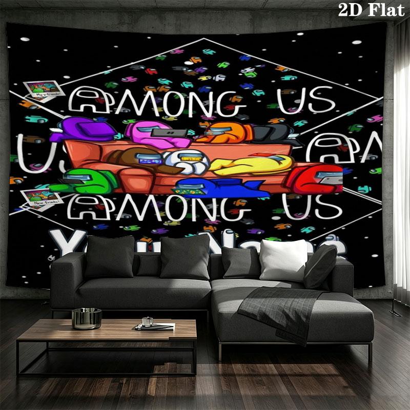 Among Us Custom Name Wall Tapestry Aesthetic Wall Hanging Printed Fabric Blanket Decorative Tapestries for Bedroom Living Room Home Decor