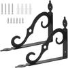 European Style Wrought Iron Triangle Shelf Bracket - Heavy Duty Right Angle Support