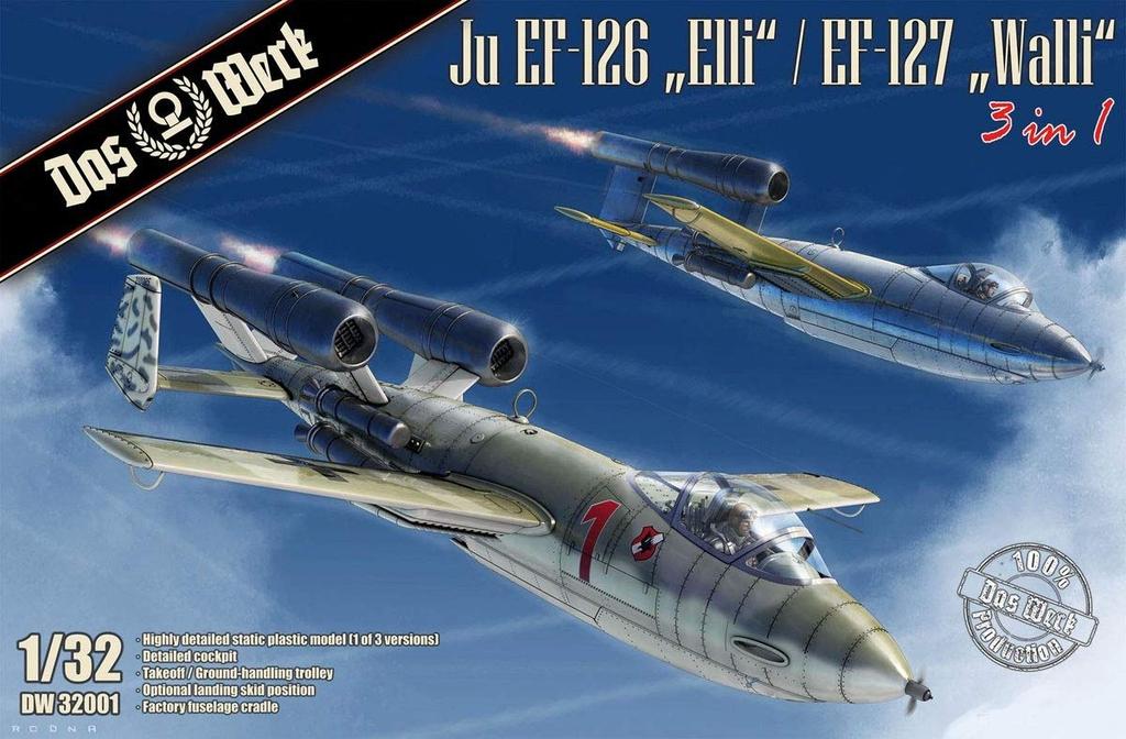 Das Werk 1/32 German Air Force Ju EF-126 Eli/EF-127 Wally 3-in-1 Plastic Model Kit USCDW3201