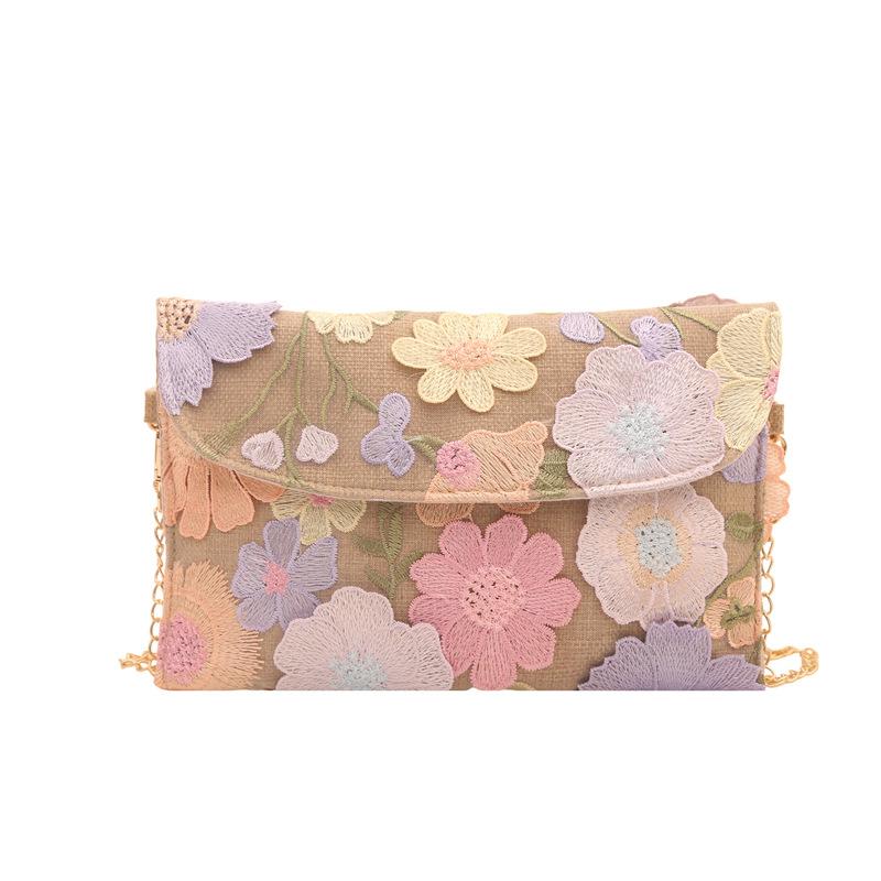 Vintage Chinese Style Chain Crossbody Casual Daily Commute Small Square Shoulder Handbag