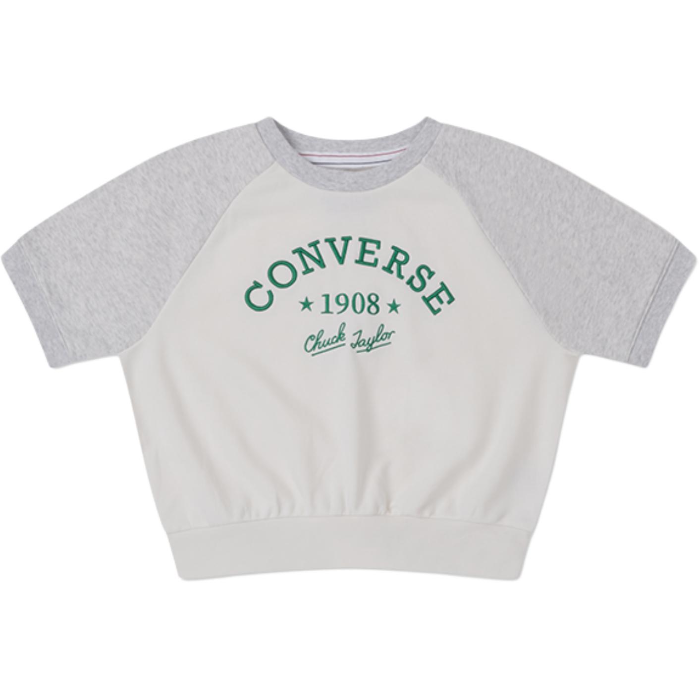 Converse RETRO CHUCK FASHION T Shirts Women s Gray Crew Neck Moderate Straight Fit 10026384-A02 80