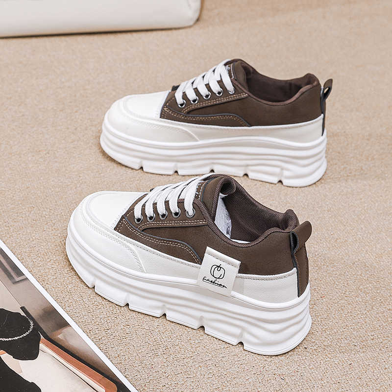 Fashion Key Height Perforated Runners Women Vulcanize Gray Sneakers Red White Shoes Sports Footwears Traning Brand Name