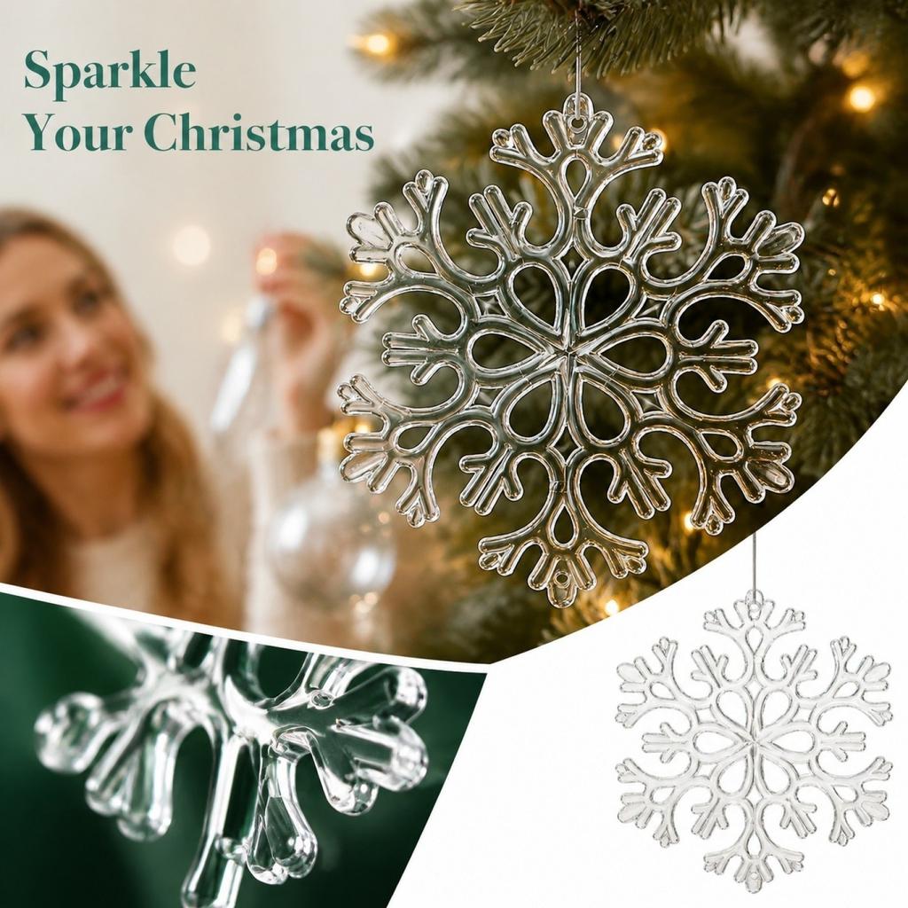 Clear Acrylic Christmas Tree Hanging Ornament, Icicle Snowflake Decoration Pendant, 1 Piece